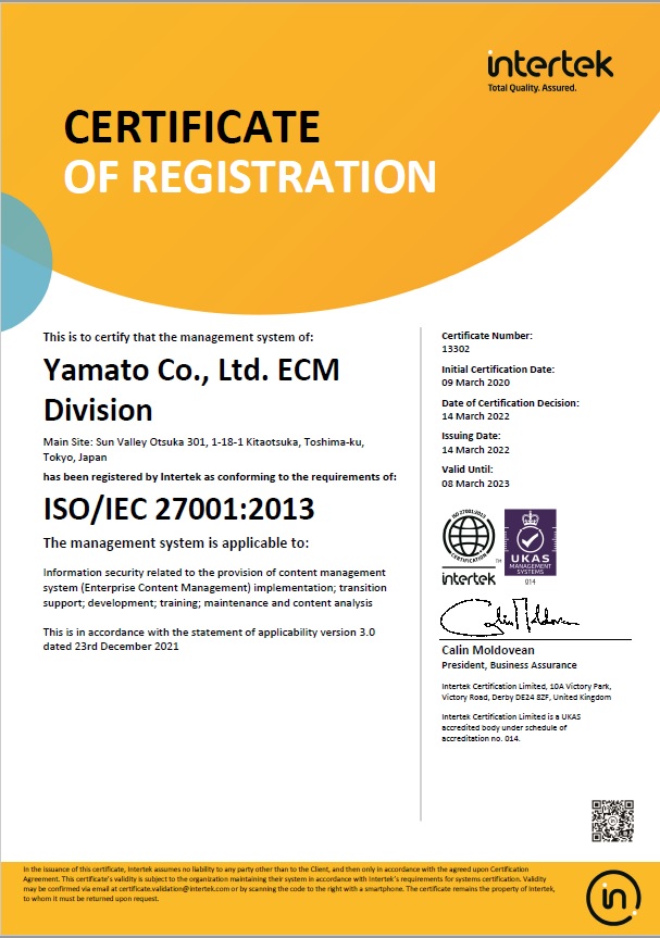 Certification of Registration